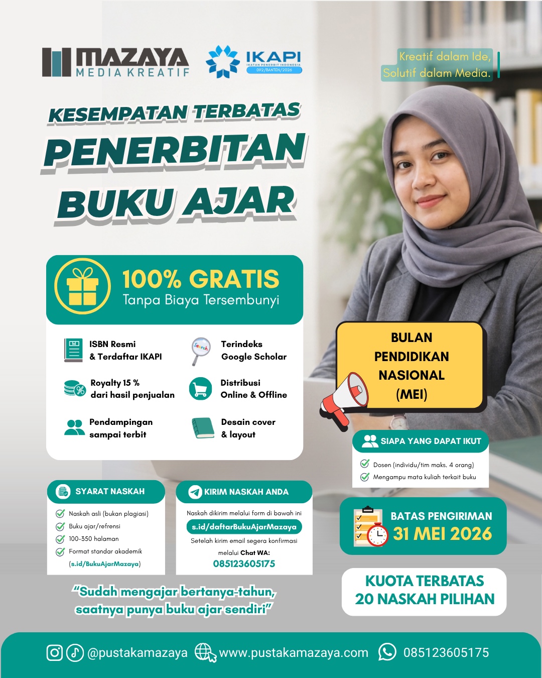 Program Penerbitan Buku Ajar Gratis untuk Dosen Seluruh Indonesia